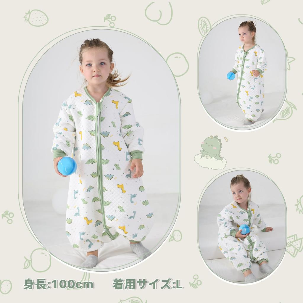 Miipat Baby with Keeps Baby Double Easy to Put On and Take Long Pajamas for and Winter XL Sleeper, Autumn/Winter, 100% Cotton, Soft, Feet, Warm,