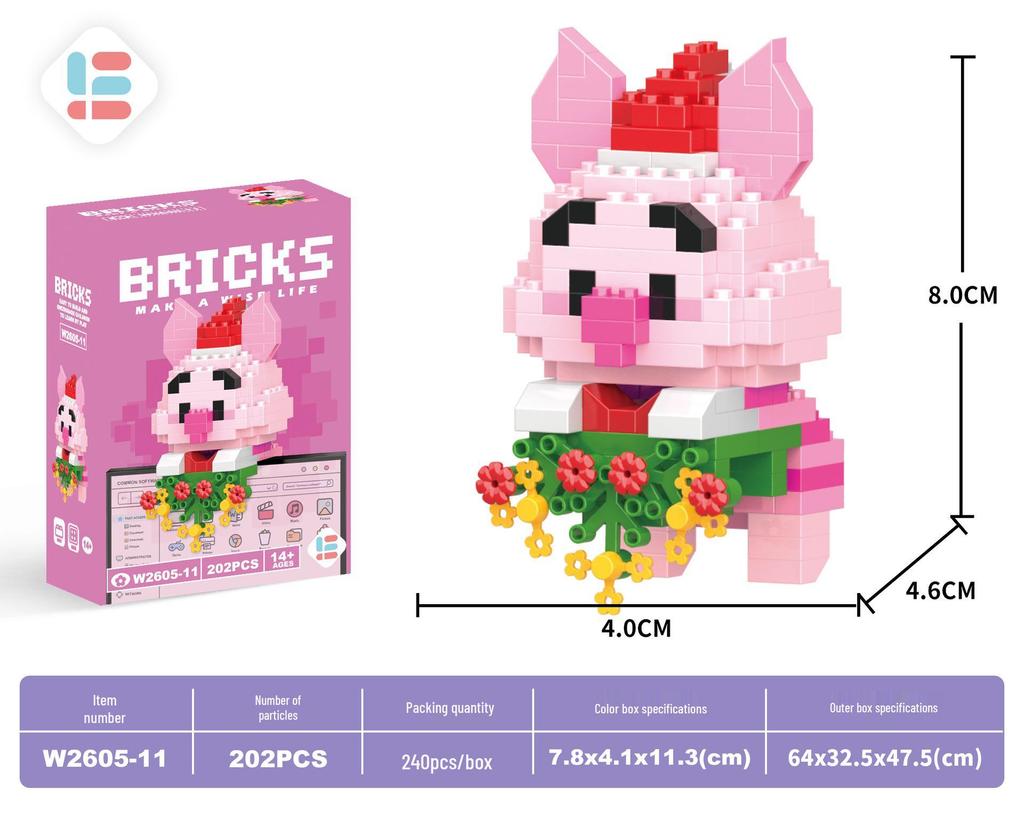 Stavebnice Santa Clause z mikročástic: 60 typů, Slepá krabička kompatibilní s Lego