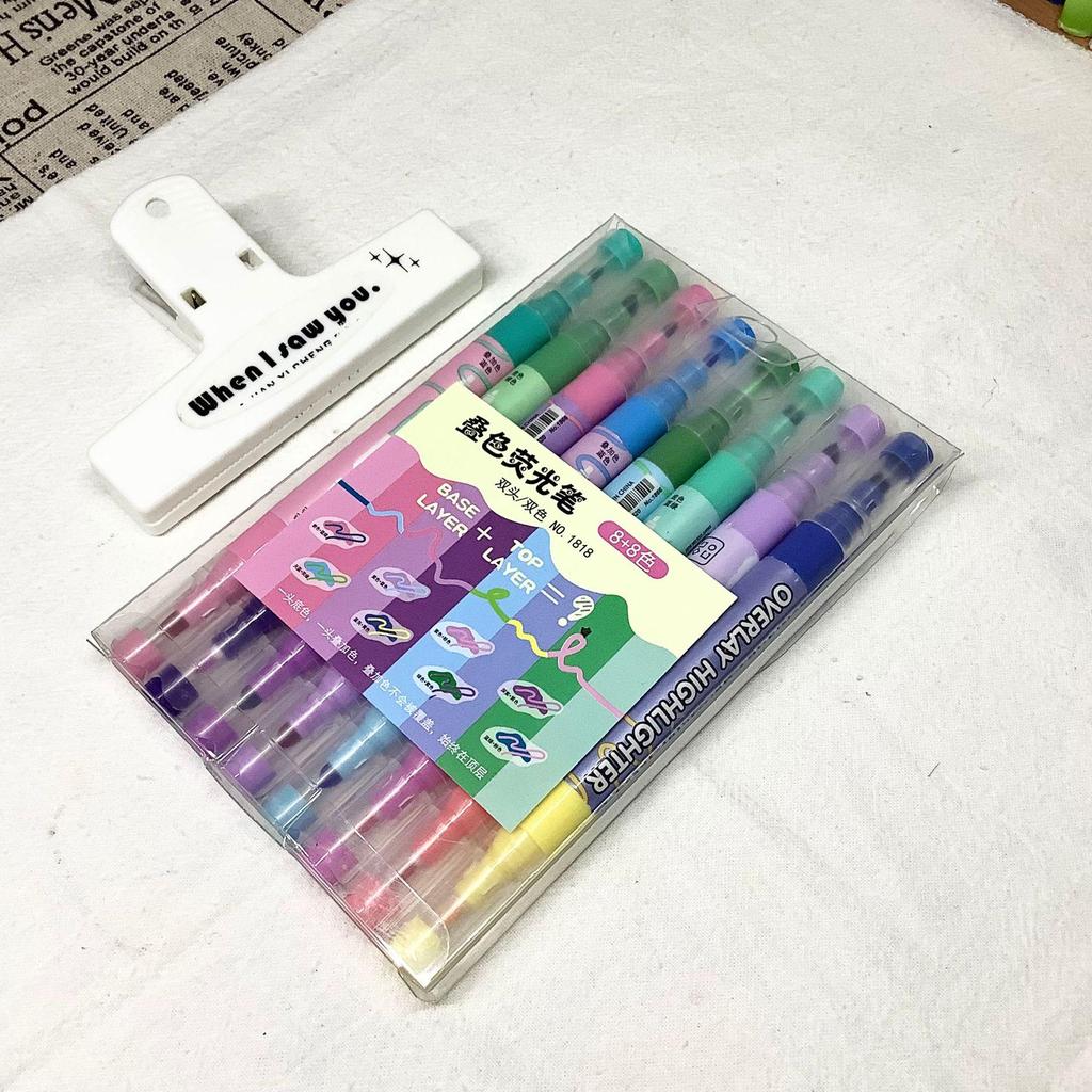 Bunte Fluoreszenzmarker mit Doppelspitze – Ästhetische Textmarker für Schüler, Klassenzimmer- und Planer-Set