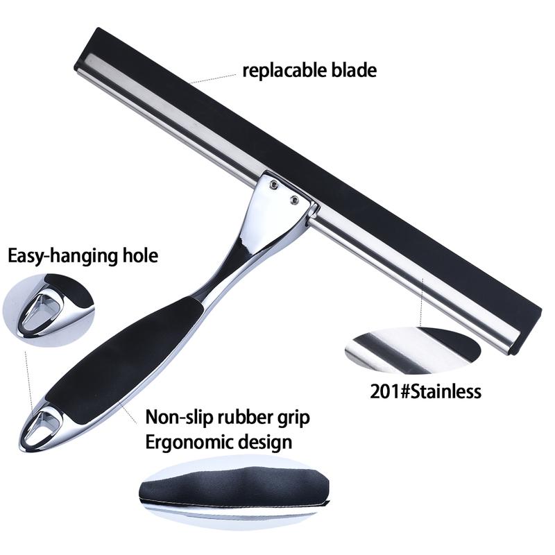 Stainless Steel Shower Wiper Window Squeegee Wiper All-purpose Glass Mirror Scraper Cleaning Household Hotel Tools Golden Black