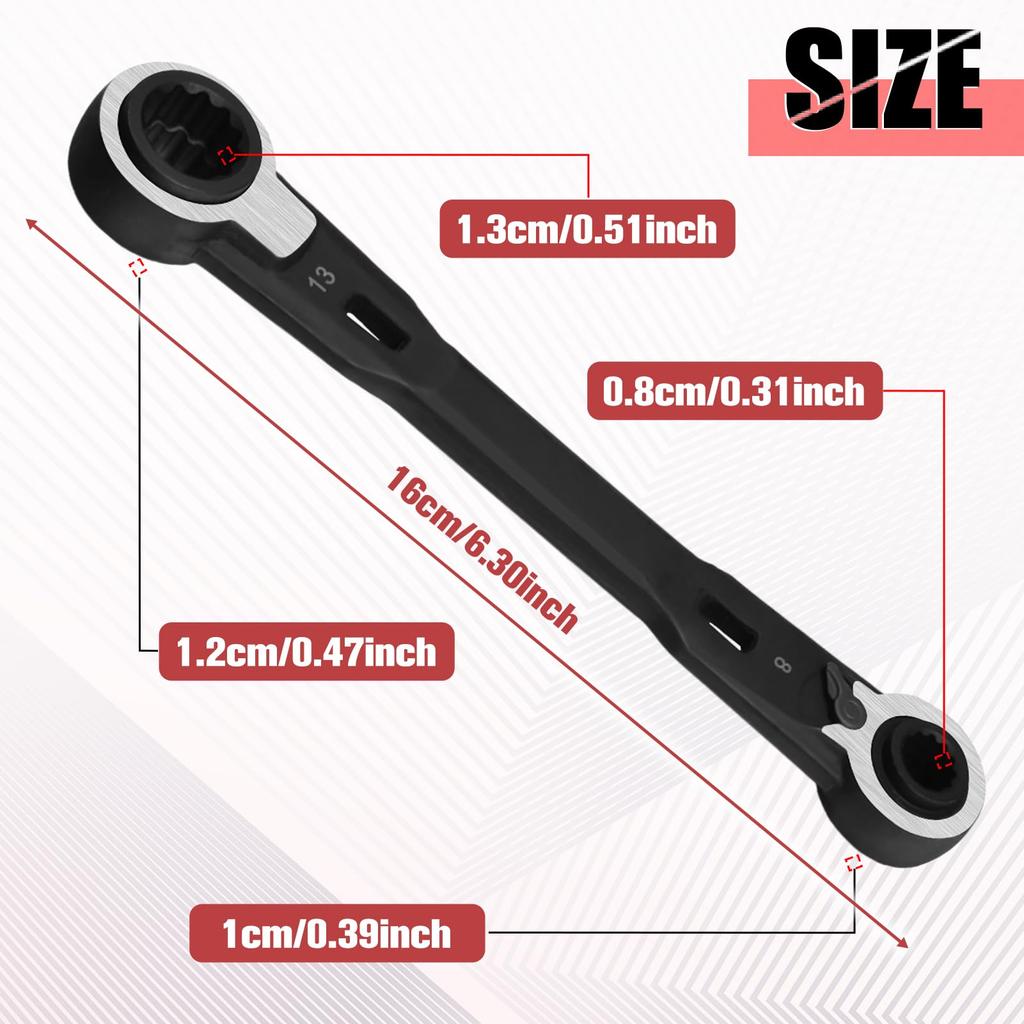GOLD DEER Ratchet Wrench Set Double Box Ratchet Combination Angle Ratchet Wrench Straight Directional Manganese Phosphate Blackened Surface 4-in-1