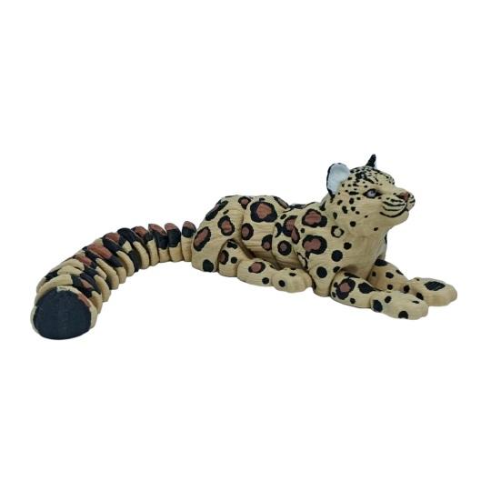 3D Printed Leopard Figurine Movable Joints Leopard Figure Articulated Animal Model Fidget Toy Home Office Bookshelf Decoration Ornament