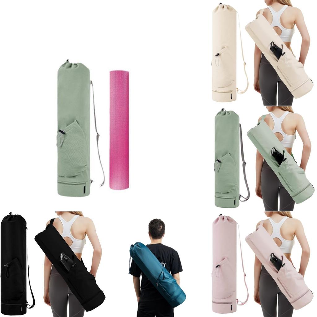 Large Capacity Exercise Yoga Mat Bag With Water Bottle Pocket And Bottom Wet Bag Sports Yoga Mat With Adjustable Shoulder Strap