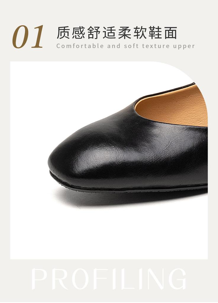 2025 New Seasonal Round Head Coarse Heel Strap Mary Jane Shoes Women's British Style Commuting Comfortable Women's Single Shoes
