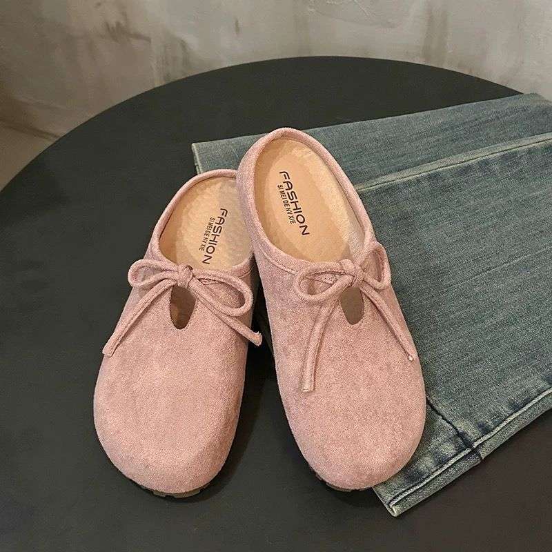 Au Ruofeng's new bag head slippers women's outer flat bottom half tray 2025 pedal new non-slip for pregnant women, ugly and cute Boken