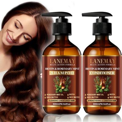 Biotin & Rosemary Mint Shampoo/Conditioner-Gently Cleanses, Nourishes And Purifies Hair & Scalp-Reduce Hair Breakage-300ml+300ml