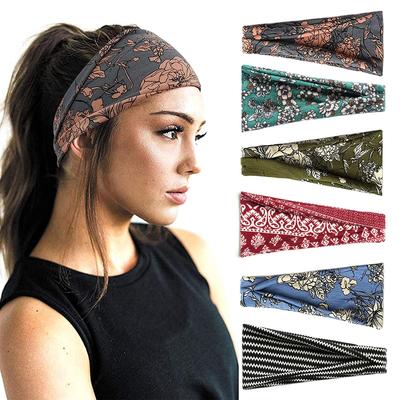 Damen Sportstirnband Yoga Stirnband Schweißabsorbierendes Band Antitranspirant Breite Kante Bedrucktes Kopftuch Haarschmuck