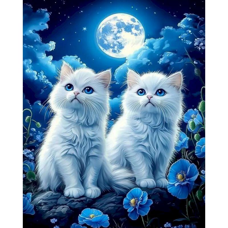 

GATYZTORY Picture By Number Cat Animals Kits For Adults Handpainted DIY Paint By Number Moon On Canvas Home Decoration 30x20cm no frame