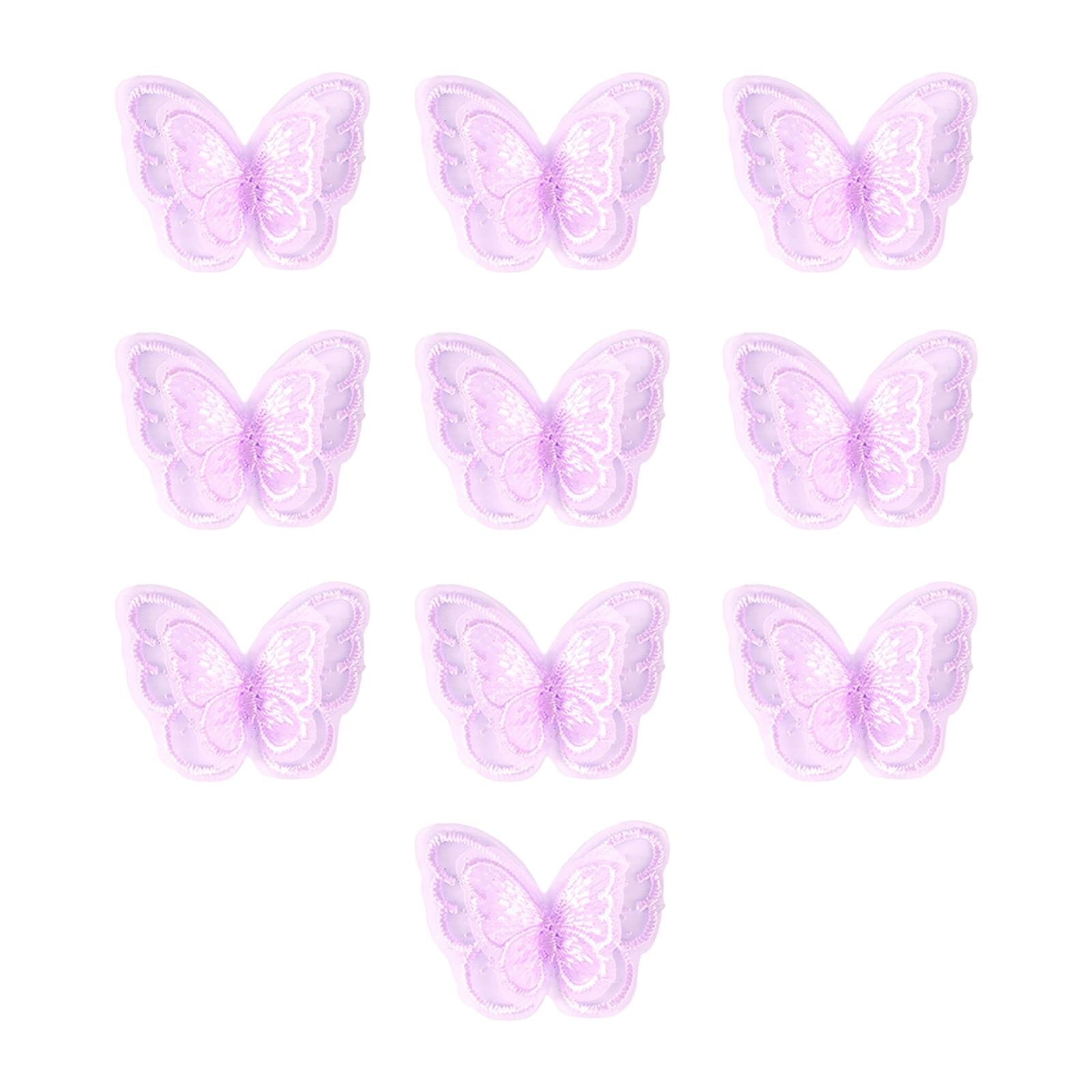 

10 шт. вышитых аппликаций-бабочек, пришивных нашивок для шитья, рукоделия, украшения свадебного платья, одежды, аксессуаров для волос фиолетовый