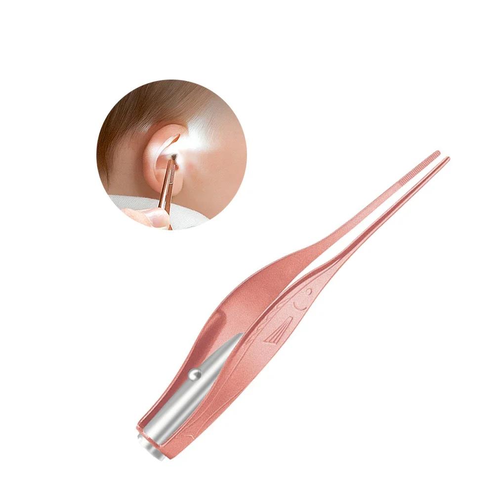 Durable And Safe Baby Ear Cleaner Spoon Led Flash Light Ear Wax Curette Picker Visual Children Earpick Eer Wax Dig Remover Ear Nose Novel Tweezer