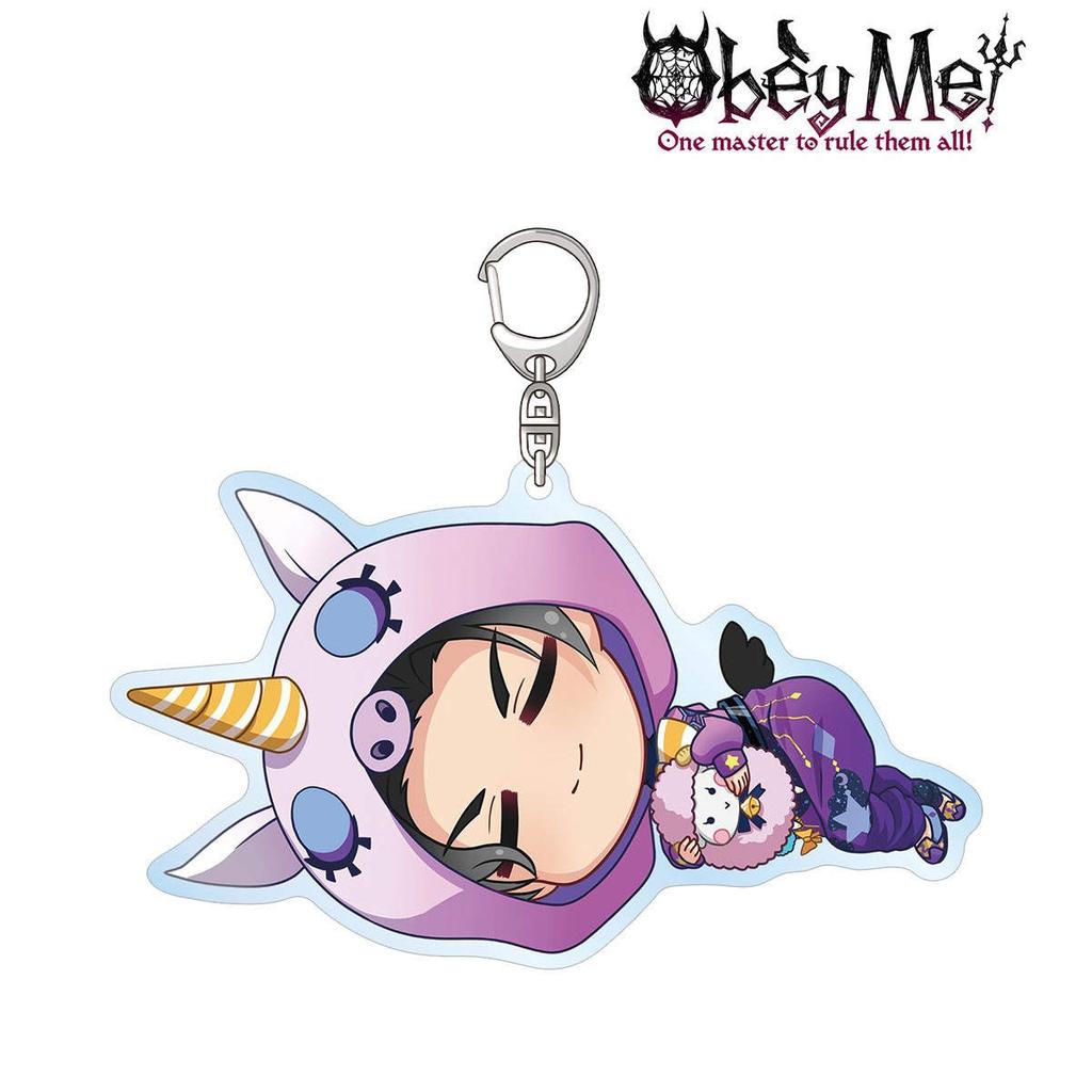 Loen Anime Peripheral Store Obey Me! Leviathan Asmodeus Mammon Lucifer Sleeping Acrylic Keychain Pendant Fans Gifts About 6cm