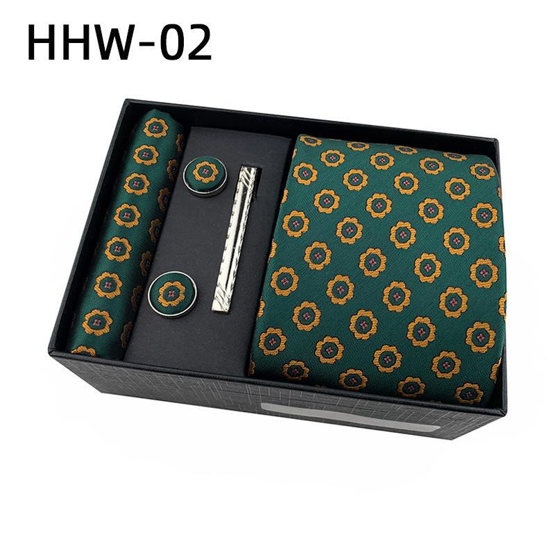 Paisley Men'S Tie Square Cuff Tie Clip Gift Box Set Business Casual Tie Black Gift Box