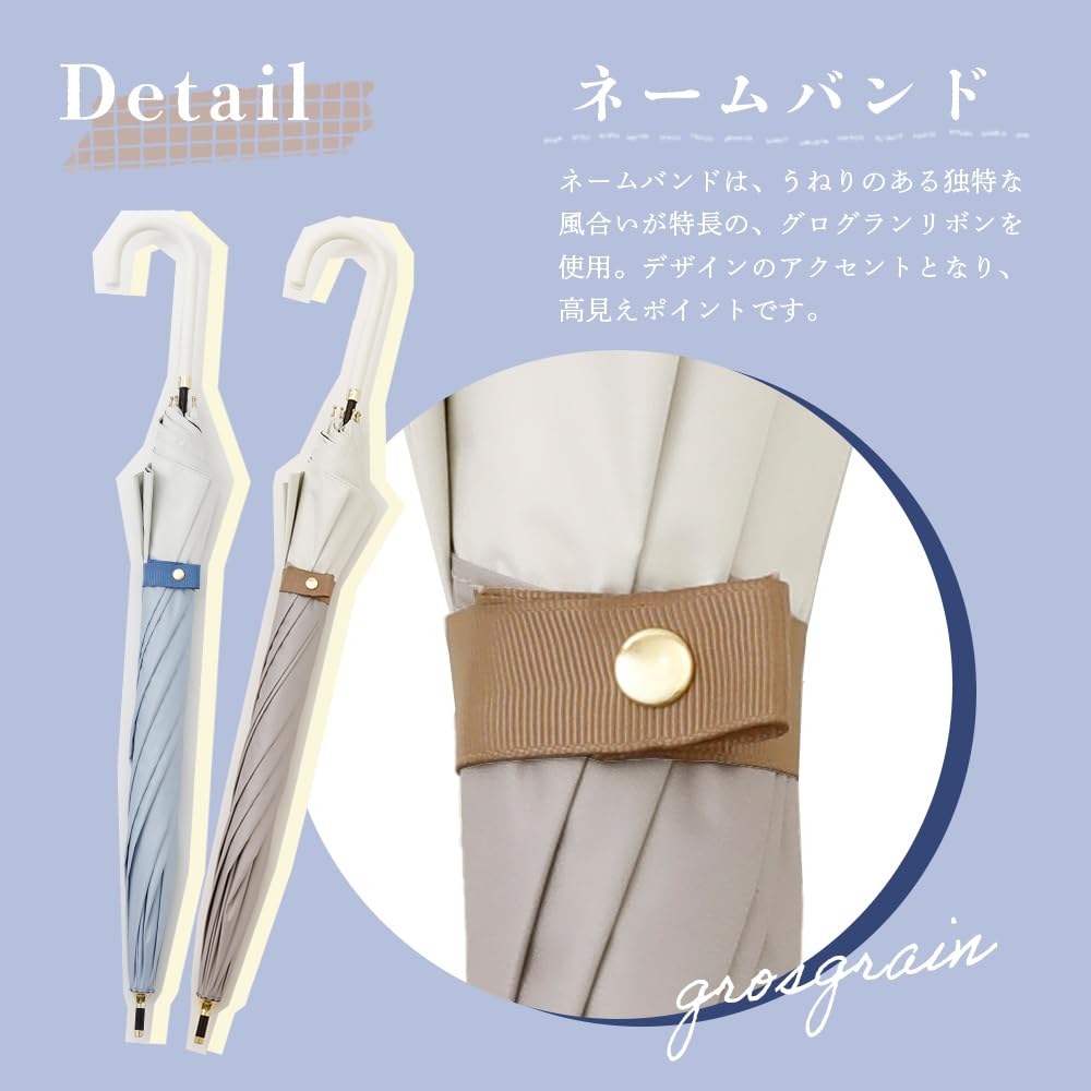 Ogawa Long UV Protection Gift for or Special LINEDROPS 57405 Women's Parasol, (99%+), White/Beige, Patchwork, Water-Repellent, Stylish, Simple,