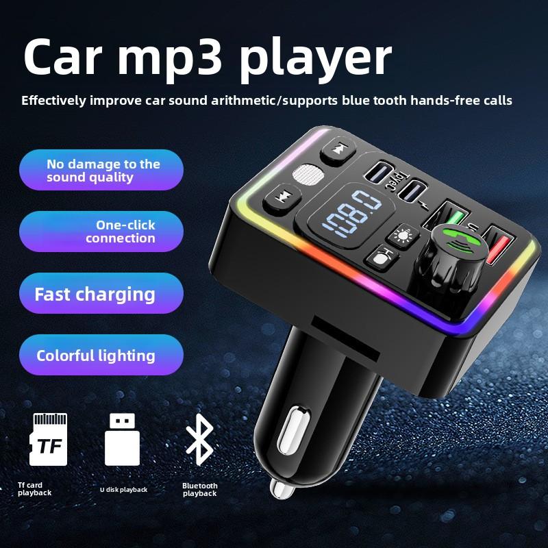 Car MP3 Bluetooth 5.0 FM Transmitter Dual USB 3.1A PD Type-C Fast Charger Colorful Ambient Light Car Accessories Player Kit