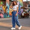 Women's Casual Pleated Vintage Flare Wide Leg Jeans Denim Pants for Everyday Wear