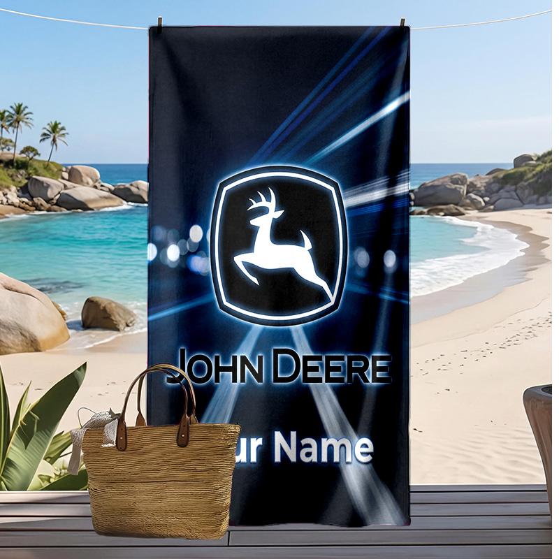 John Deere Custom Strandlaken, Print Uw Naam Tekst Lichtgewicht Absorberend Handdoek voor Zwemmen Reizen