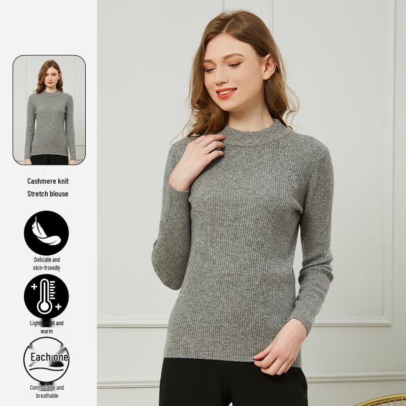 Hengyuanxiang Women's Striped Cashmere Round Neck Sweater