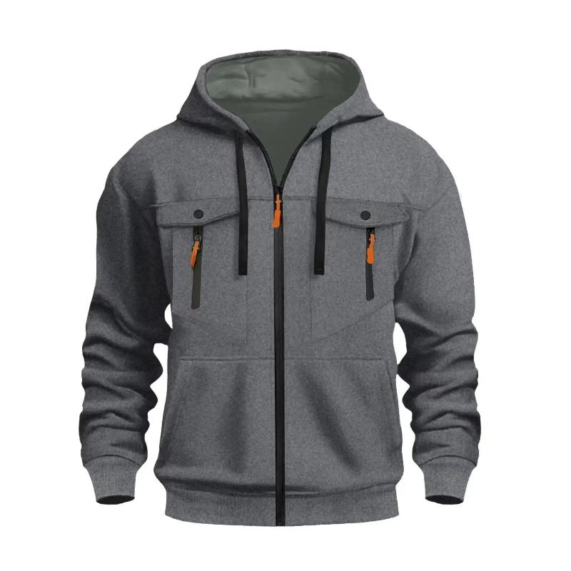 Casual Men's Zip-Up Hoodie Streetwear Comfortable Loose Fit Autumn Winter Keep Warm Sweatshirt Fashionable Men's Clothing