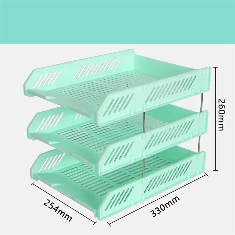 3 Tier Stackable Desk Organizer Paper Letter Tray, Desktop Tidy File Document Rack Storage Accessories for Office