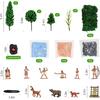28 PCS Native American Indians Figures Toys Set, Include Plastic Figurine Toys Trees Moss Sand Stones, Kids Historical Education School Project