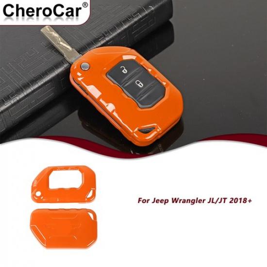 

Orange Key Fob Cover Case Shell Car Accessories For Jeep Gladiator JT & JL 2018+