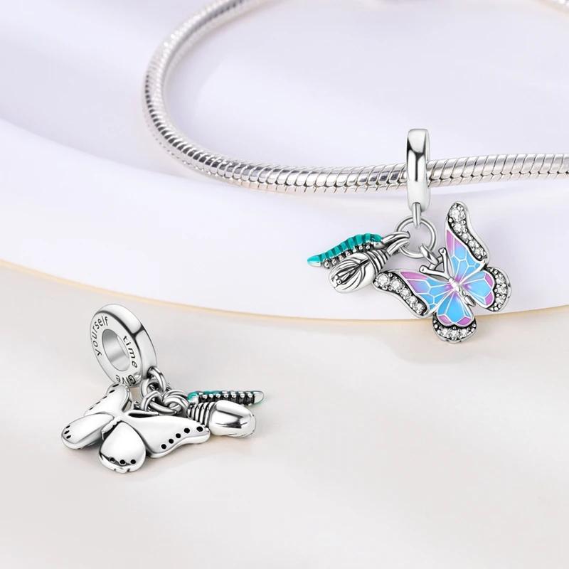 Charms Copperpink Dreamy Butterfly Transformation Beads Fit Charms Plataoriginal Braceletwomen Jewellery Making Gifts