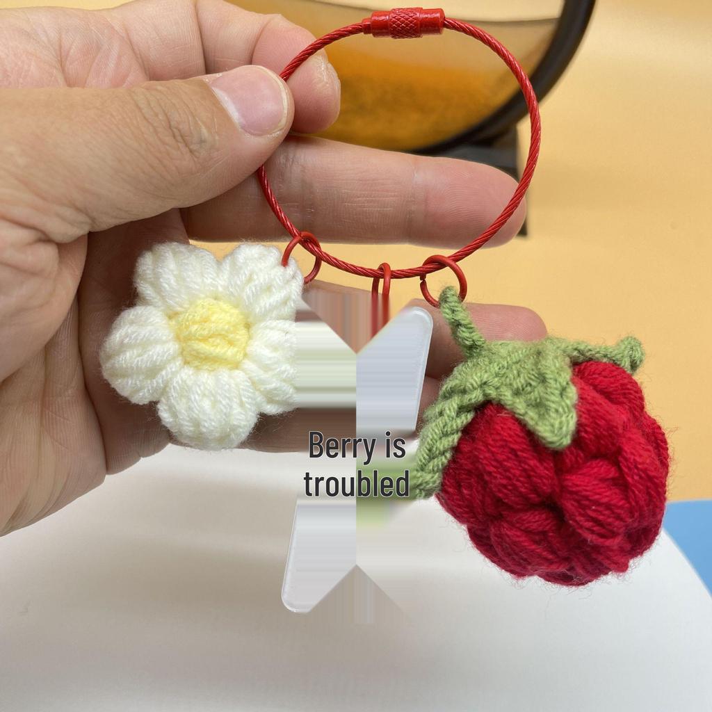 Creative Plush Persimmon Keychain Pendant - Cute Crochet Couple Design for Bags and Cars, Perfect Gift