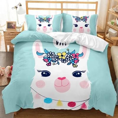 Alpaca Duvet Cover Boys Girls Alpaca With Headphones Duvet Cover Cartoon Alpaca Polyester Comforter Cover Double Queen King Size