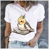 Unisex Womens Cotton  The Studious Parrot Print Tshirt Loose Round Neck Casual Short Sleeve Fashion Top Clothing Summer