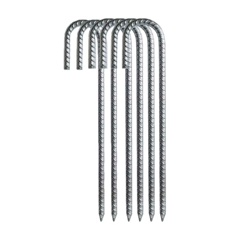 4 Pezzi Ganci a J Robusti Supporto Curvo in Acciaio Picchetto da Giardino Chiodi da Terra