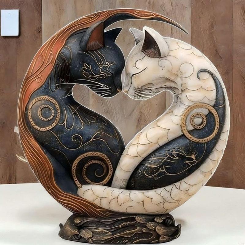 Black and white contrast art desktop decor, unique resin statue desktop decoration, suitable for home office decoration, A0KF