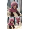 New Hoodie Beanie With Pom Winter Windproof Warm Knit Hats Ribbed Knitted Beanies Neck Guard Ski Hat For Women