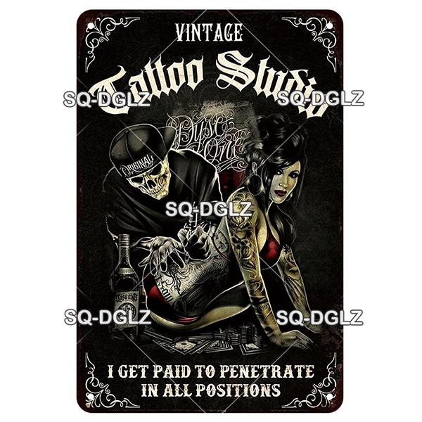 [SQ-DGLZ] Tattoo Styles Metal Sign Vintage Plaque Tin Sign Plate Wall Decor For Bar Club Man Cave Art Painting Travel Poster