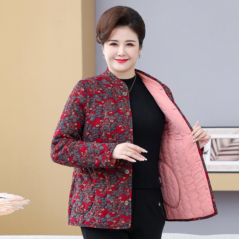 Plus Size Cotton Jacket for Women - Lightweight, Fleece-Lined, Ideal for Indoors & Outdoors. Perfect for Middle-Aged & Elderly.