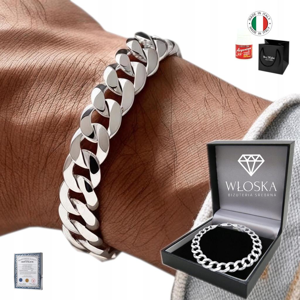 Silver Men' Bracelet FULL ARMOR 10mm 925 SILVER ITALIAN + FREE