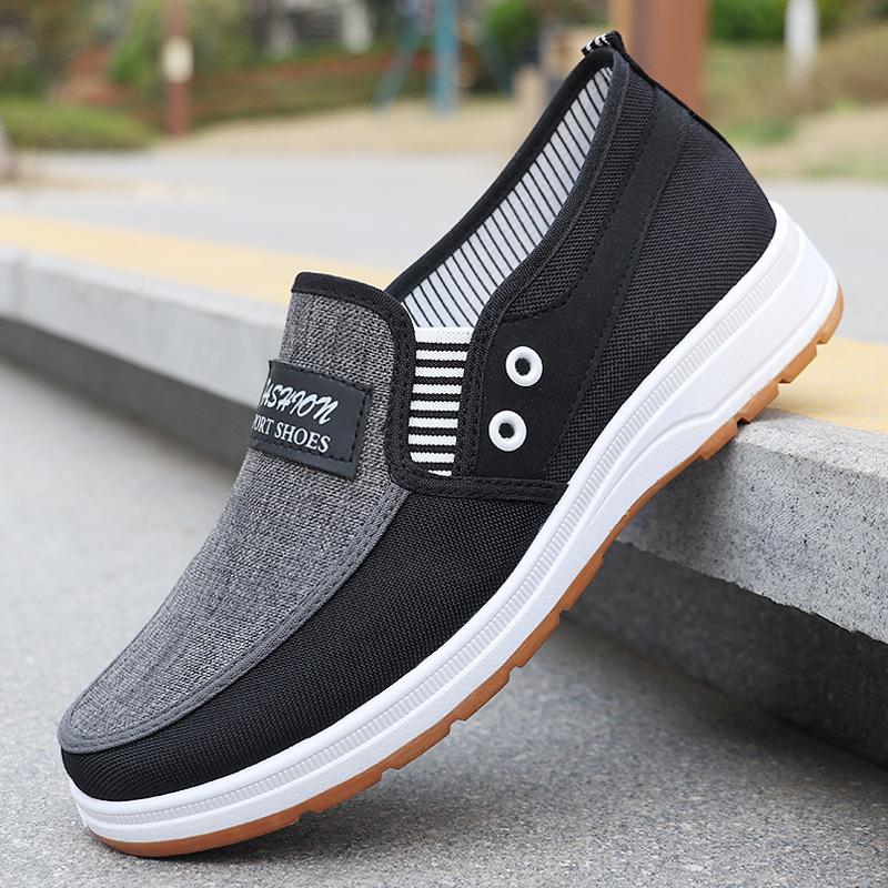 Autumn Canvas New Men'S Shoes Lowcut Versatile Casual Footwear Comfortable Color Blocked Work Shoe Fashion Lightweight Male Flat