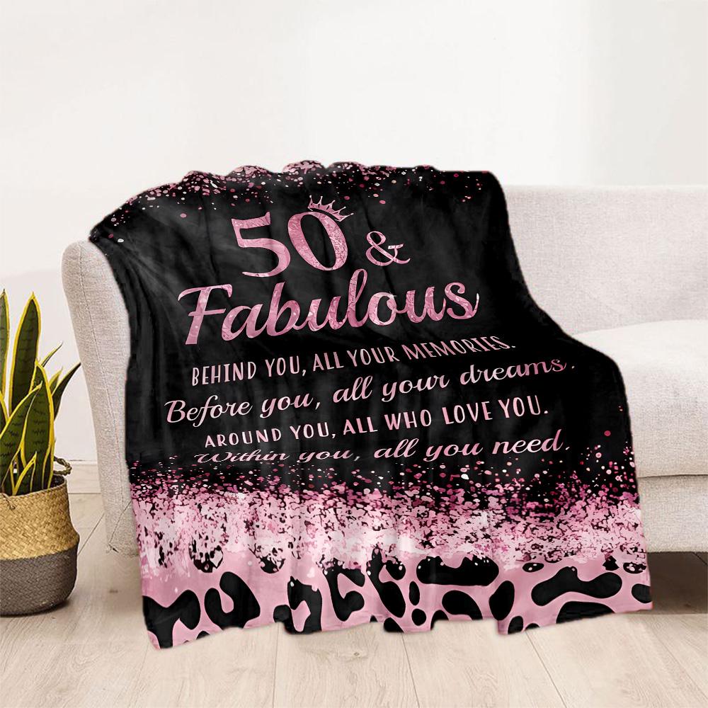1pc Golden 50th Celebration blanket Soft and Warm for Sofa Office Camping Travel Livingroom Great Gift for Friends and Family Comfortable All Seasons