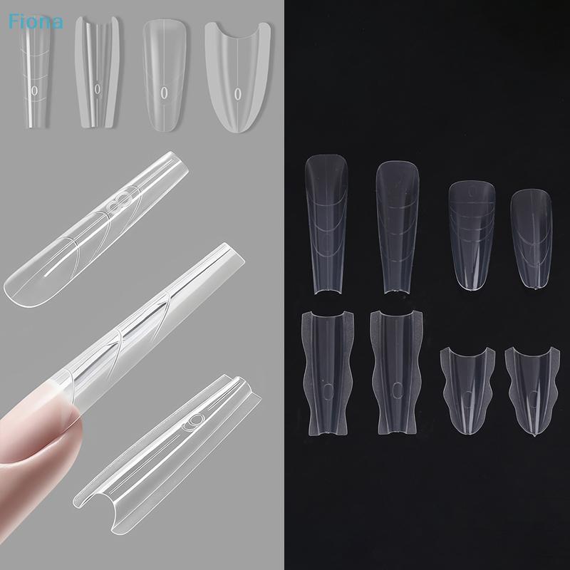 60PCS Sandwich Dual Nail Form Coffin Almond Nail Forms 15Size Reusable Top Bottom Forms Nail Art Extension
