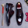 Business Dress Leather Shoes Men's British Lace-up Bright Leather Patent Leather Oxford Cowhide Wedding Shoes Men