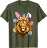 Lion Wearing Easter Bunny Ears Graphic Tee Cotton Short Sleeve Crew Neck Casual T-Shirt