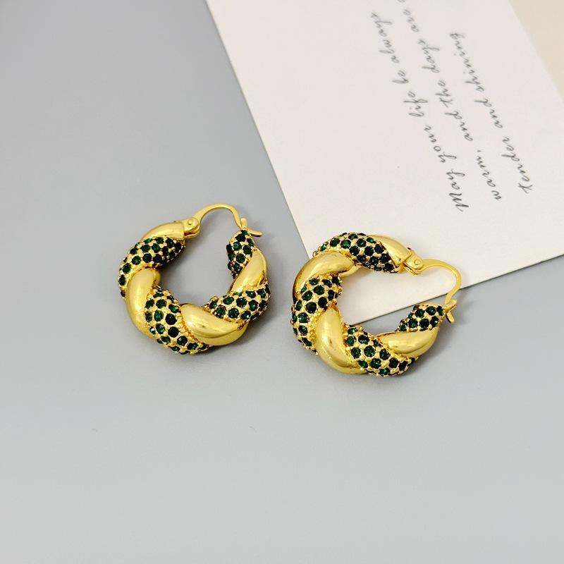 French Light Luxury High-End Geometric Design Earrings Women'S Zircon Winding Stud Earrings