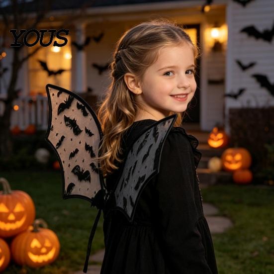 Portable Costume Gear Bat Wing for Kids Girls, Halloween Fairy Lightweight Cosplay Wings Parties, Cosplay, Festivals, Stage Performance Versatile