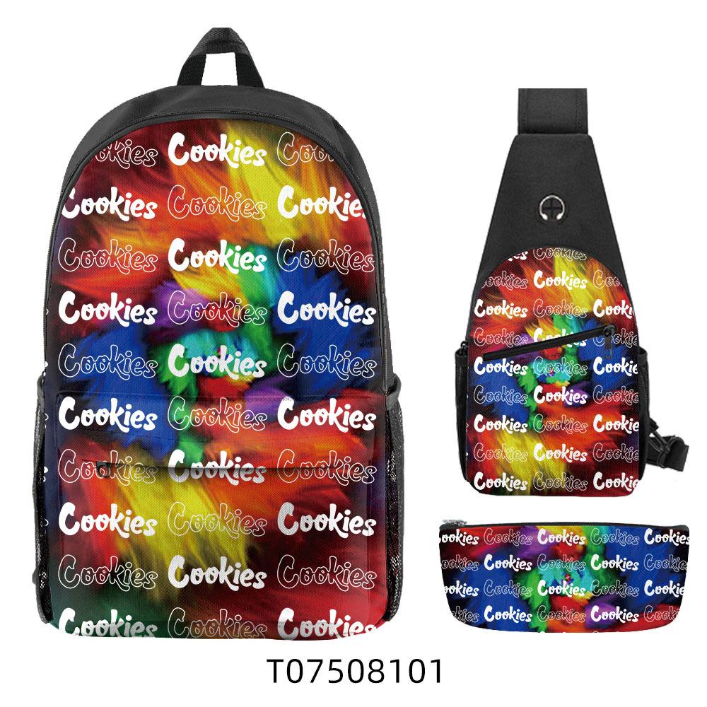 Cook Backpack Student School Bag Lightweight Polyester Backpack Three-Piece Set