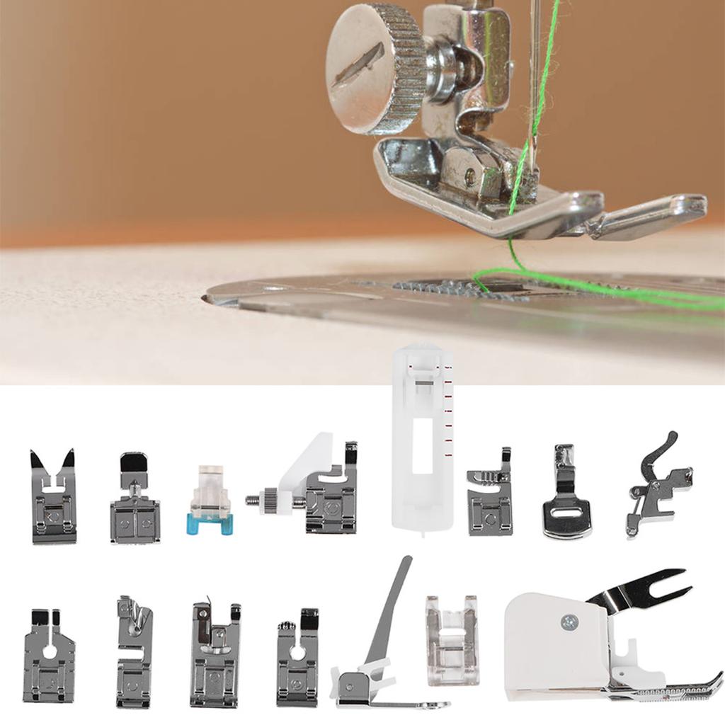 15 Piece Sewing Machine Presser Foot Set with Slots Organized Box, Multifunctional Sewing Machine Accessories Set for