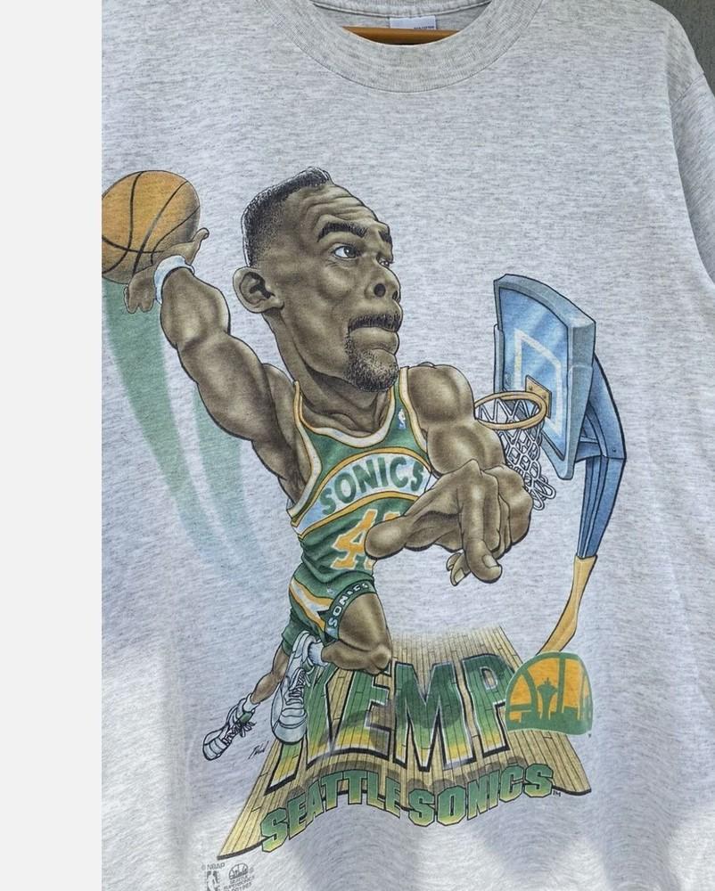 90s Reprint Seattle Supersonics Basketball Caricature Rare T shirt Reprint Unisex T-Shirt M
