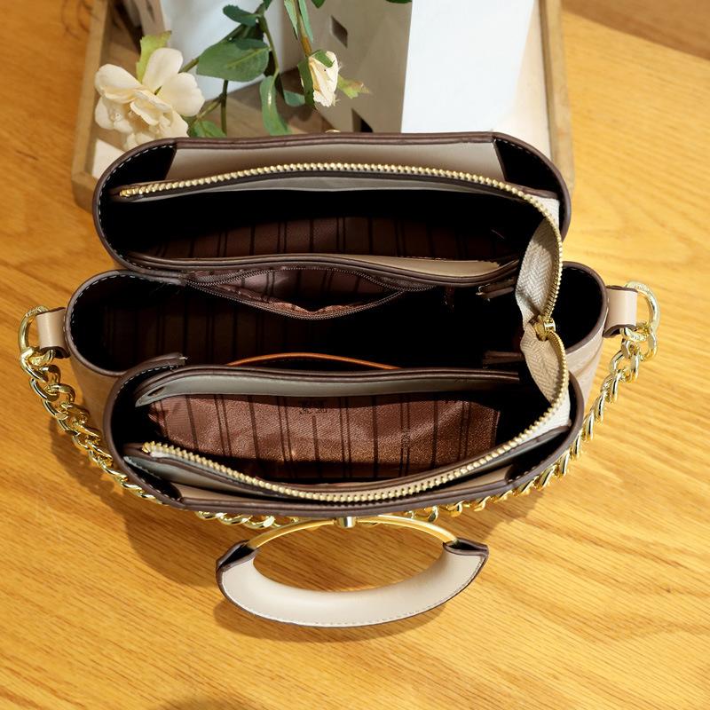2025 new niche portable bucket bag fashionable versatile soft leather messenger bag