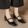 Light Luxury Retro Huizhou One-pedal Women's Shoes Soft-soled Black French Single Shoes Square Head Thick Heel High-end Mary Jane Shoes
