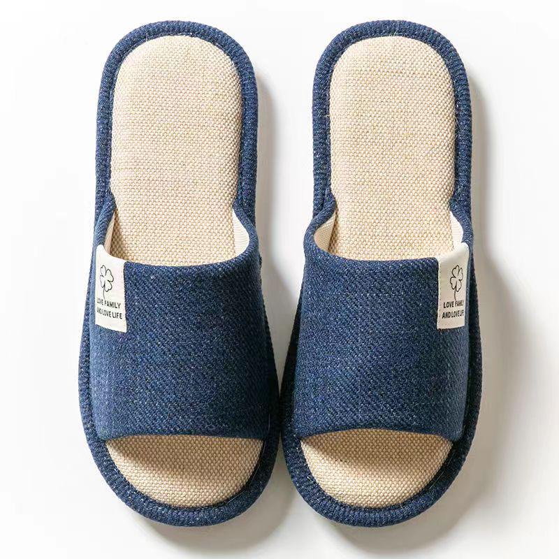 Unisex Cotton Linen Indoor Slippers - Non-Slip, All-Season Comfort for Couples