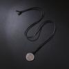Vintage Round Leather Cord Pendant Necklace With Unique Fingerprint Design Bohemian Statement Jewelry For Women