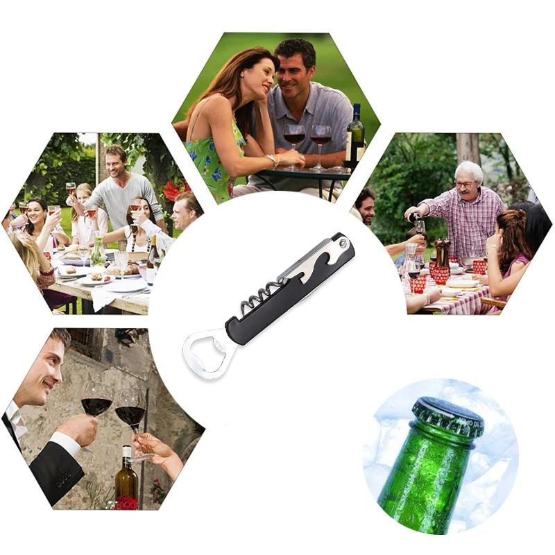 Tragbarer Einfacher Weinöffner Mini Edelstahl Metall Korkenzieher Flaschenkorkenzieher Doppelt Gelenkiger Outdoor Weinöffner Bieröffner